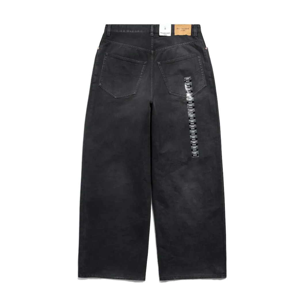 Pantaloni Baggy Denim Size Sticker in Nero