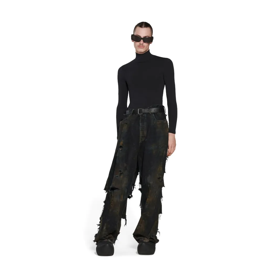 Pantaloni Baggy Super Destroyed in Nero