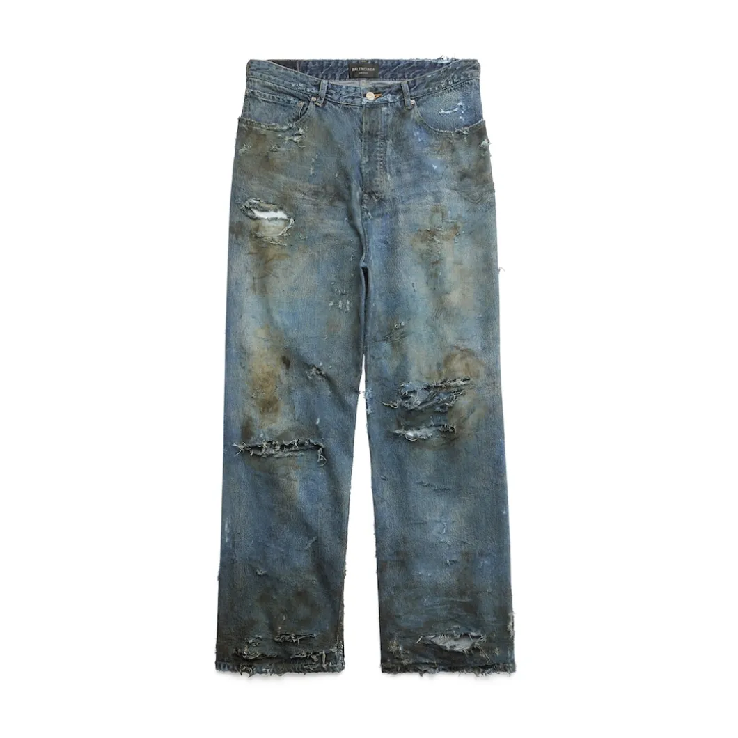 Pantaloni Baggy Super Destroyed in Azzurro
