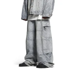 Pantaloni Cargo Bal Diagonal Allover in Azzurro