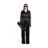 Pantaloni Con Strass Pyjama da Donna in Nero