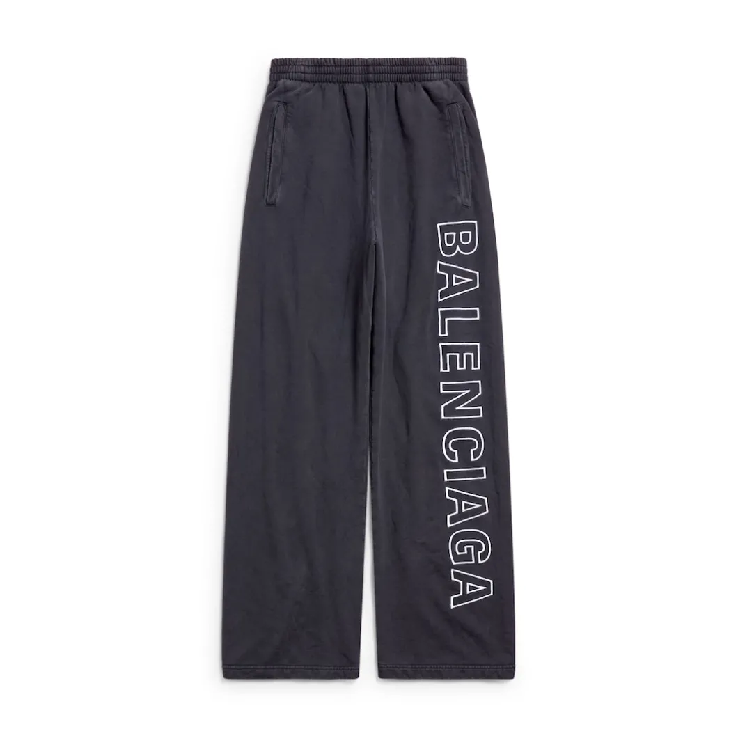 Pantaloni Da Tuta Baggy Outline in Nero Délavé