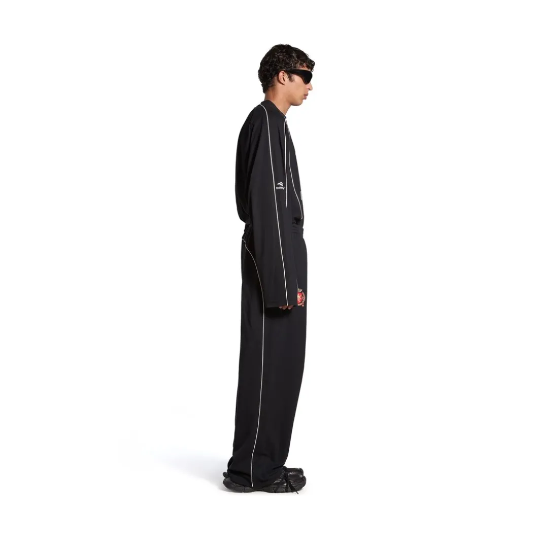 Pantaloni Da Tuta Baggy Soccer in Nero/bianco
