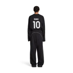 Pantaloni Da Tuta Baggy Soccer in Nero/bianco