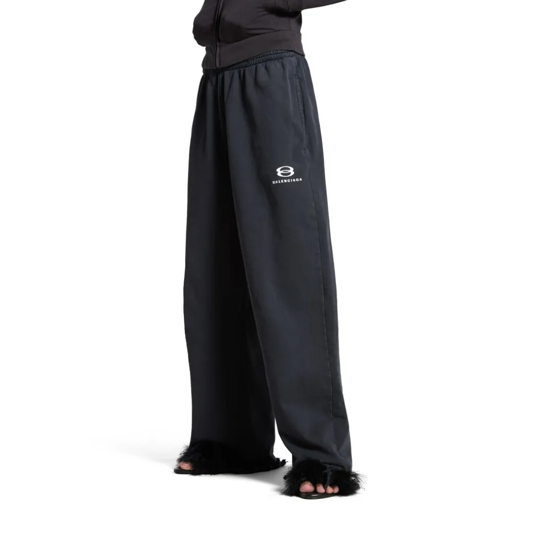 Pantaloni Da Tuta Cropped Unity Sports Icon in Nero/bianco
