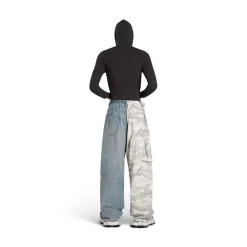 Pantaloni Hybrid Baggy Grayscale Camo in Azzurro