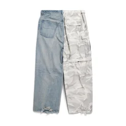 Pantaloni Hybrid Baggy Grayscale Camo in Azzurro