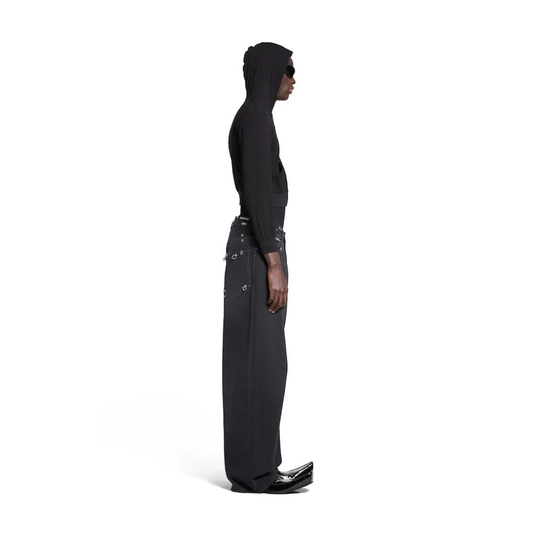 Pantaloni Pierced Baggy in Nero
