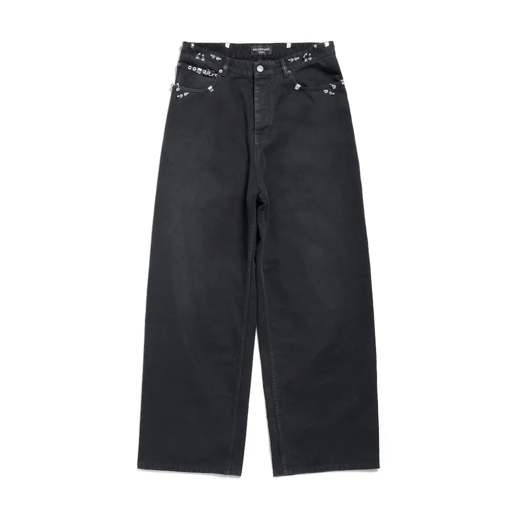 Pantaloni Pierced Baggy in Nero