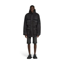 Parka Militare Double Front Balenciaga in Nero