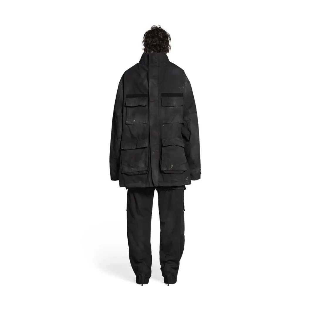 Parka Militare Double Front Balenciaga in Nero