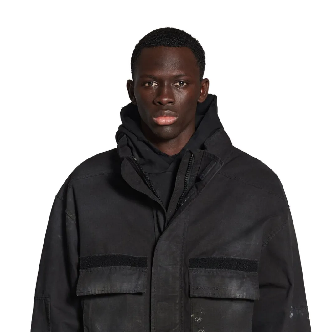 Parka Militare Double Front Balenciaga in Nero