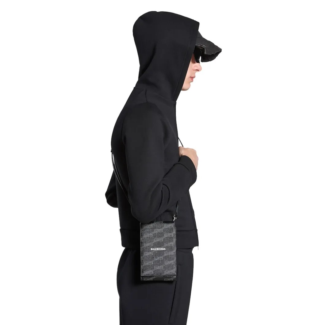 Porta Cellulare Con Tracolla Signature In Tela Spalmata Bb Monogram da Uomo in Nero
