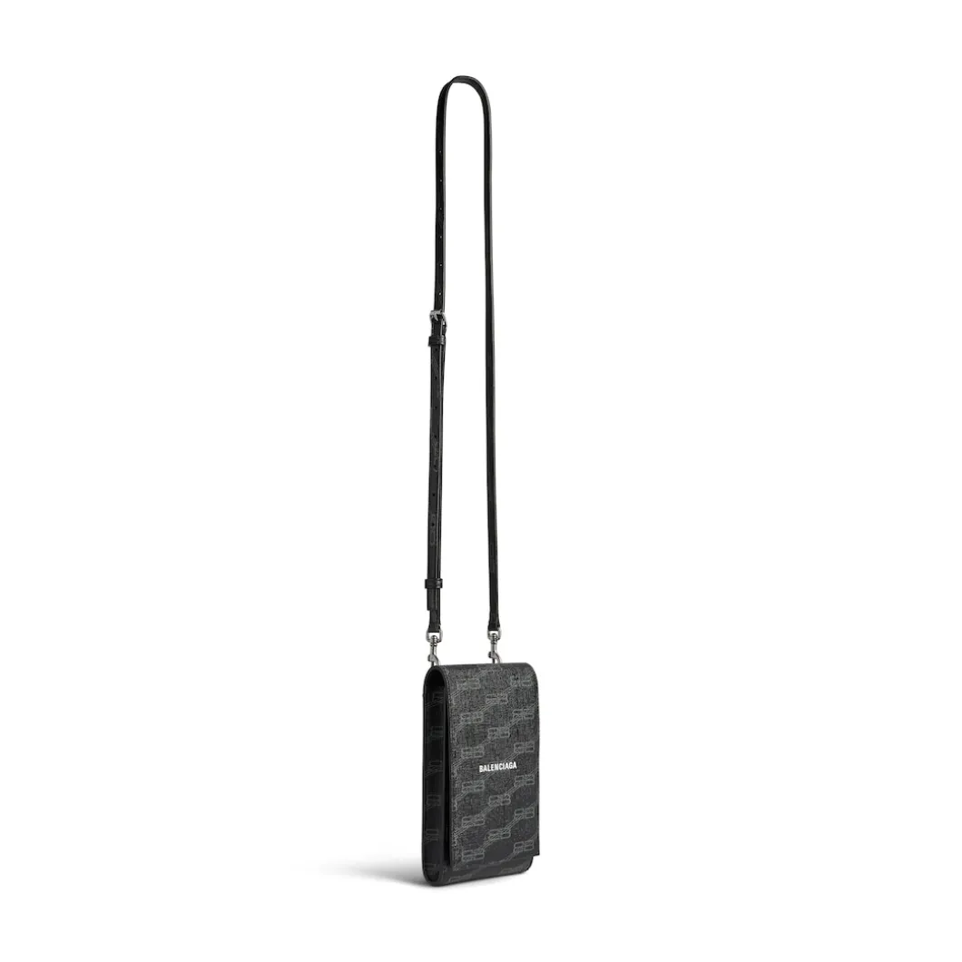 Porta Cellulare Con Tracolla Signature In Tela Spalmata Bb Monogram da Uomo in Nero