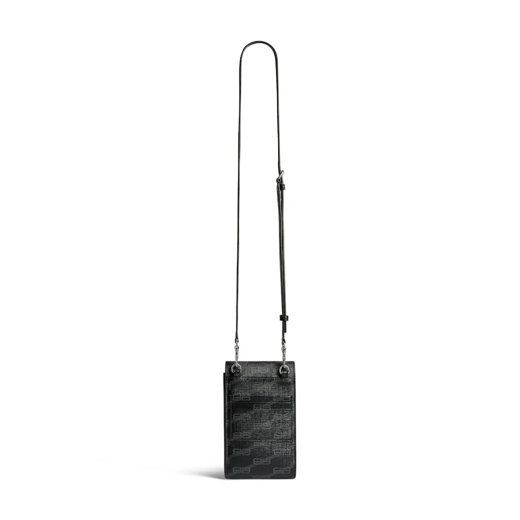 Porta Cellulare Con Tracolla Signature In Tela Spalmata Bb Monogram da Uomo in Nero