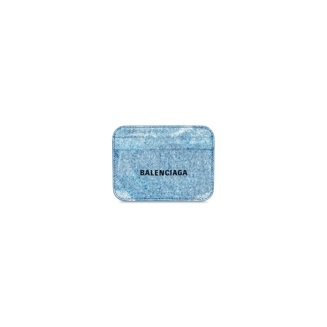 Portacarte Cash Con Stampa Denim da Donna in Blu