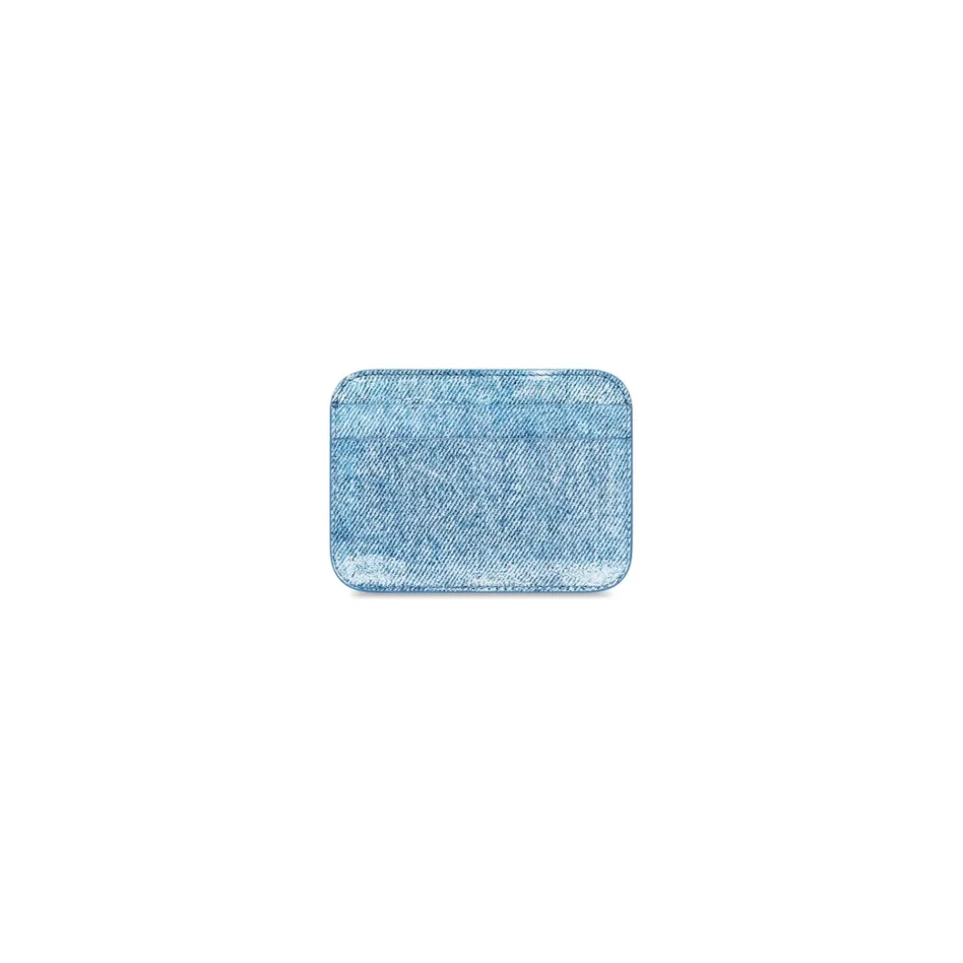 Portacarte Cash Con Stampa Denim da Donna in Blu