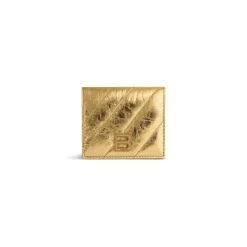 Portacarte E Portamonete Con Patta Crush Metallizzato E Trapuntato da Donna in Oro