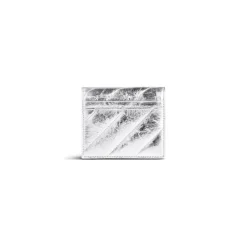 Portacarte E Portamonete Con Patta Crush Metallizzato E Trapuntato da Donna in Argento
