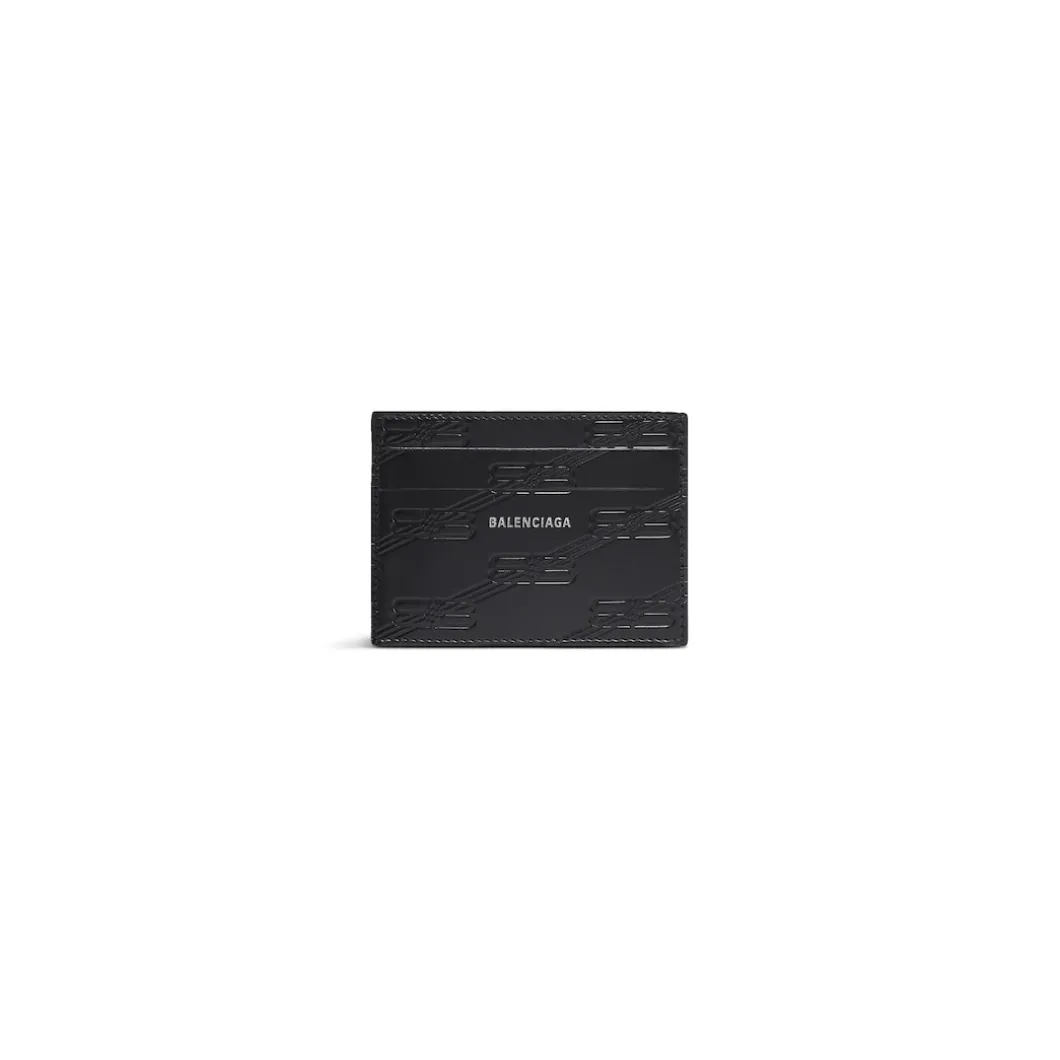 Portacarte Embossed Monogram In Pelle Box da Uomo in Nero