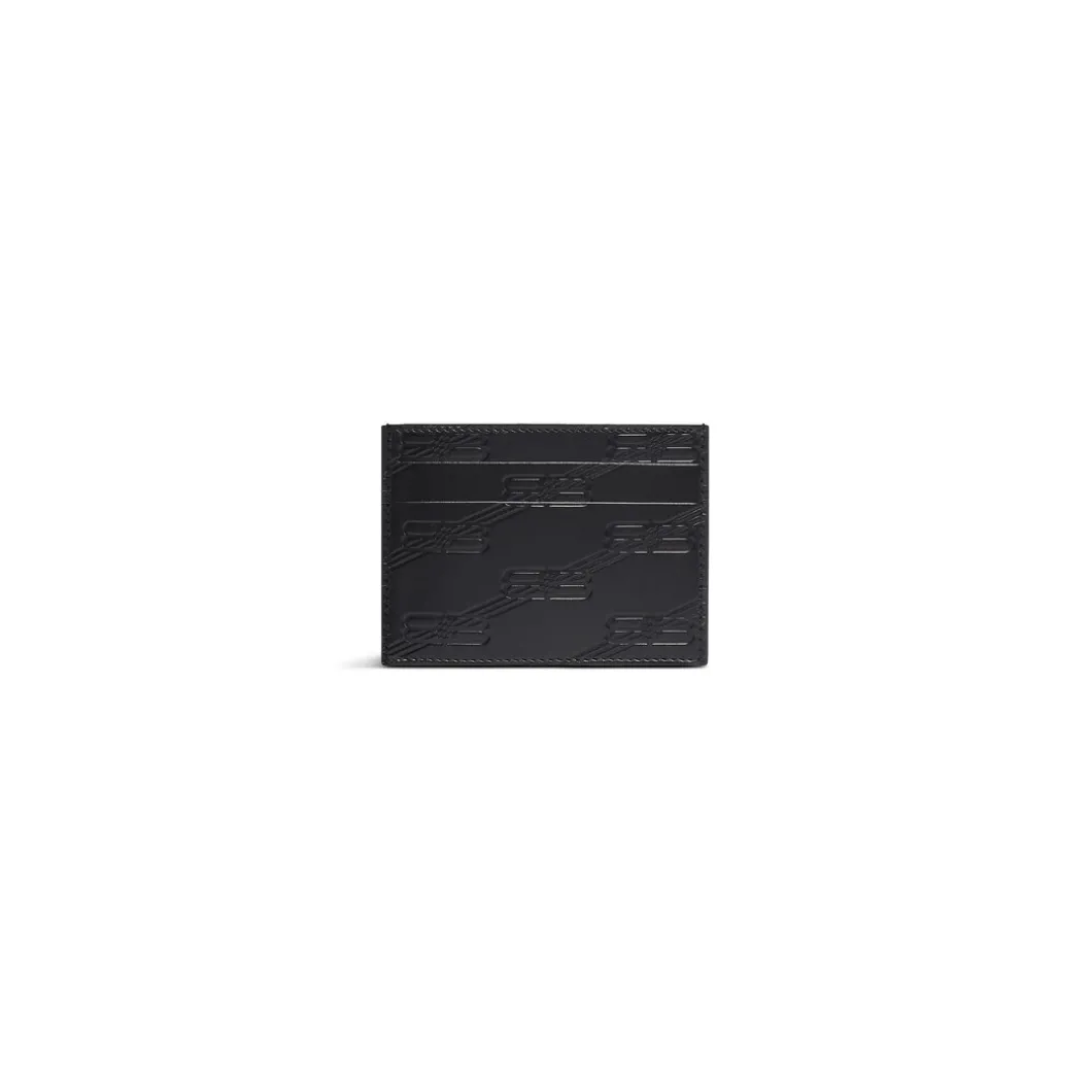 Portacarte Embossed Monogram In Pelle Box da Uomo in Nero
