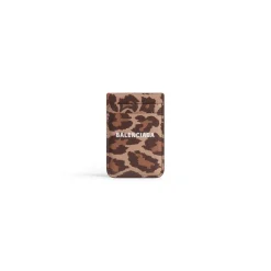 Portacarte Magnetico Cash Con Stampa Leopardata da Donna in Beige