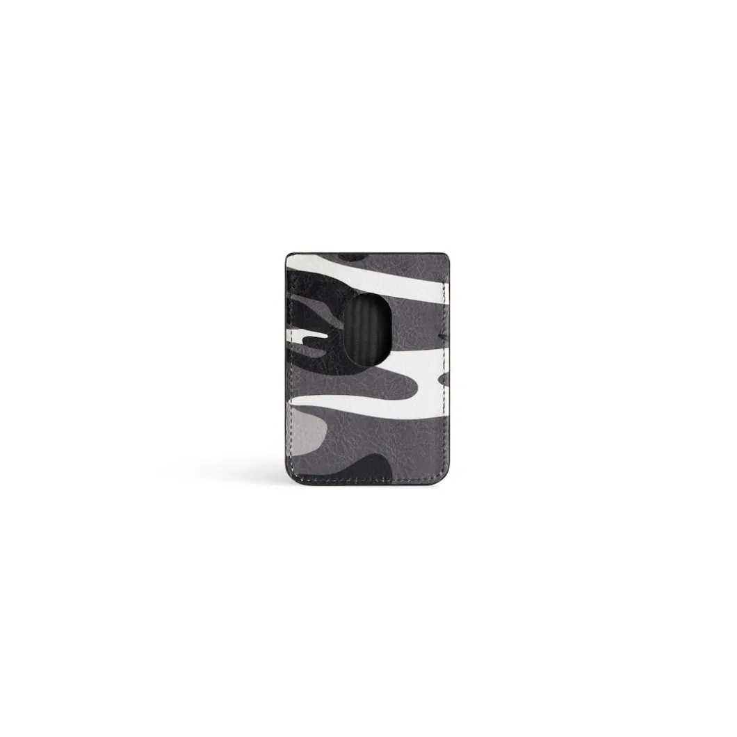 Portacarte Magnetico Cash Con Stampa Camouflage da Uomo in Grigio/bianco