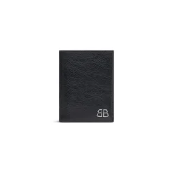 Portafoglio Bi-fold Verticale Monaco da Uomo in Nero