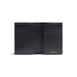 Portafoglio Bi-fold Verticale Monaco  da Uomo in Nero