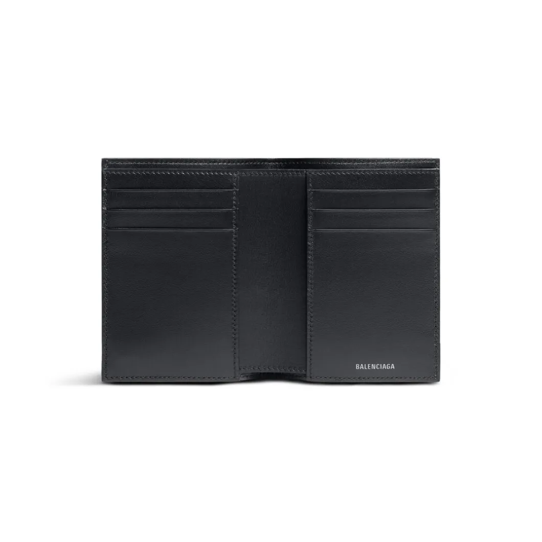 Portafoglio Bi-fold Verticale Monaco da Uomo in Nero