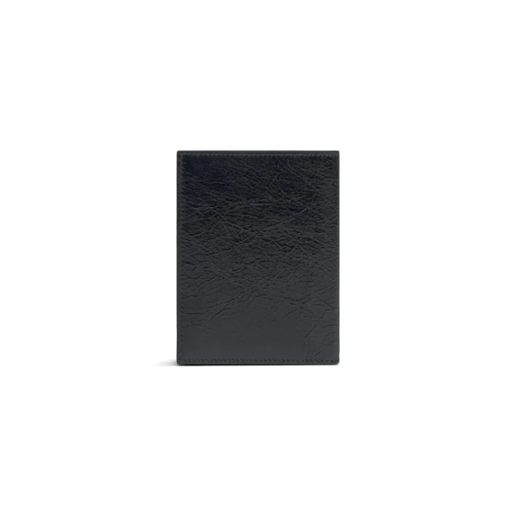 Portafoglio Bi-fold Verticale Monaco da Uomo in Nero