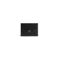 Portafoglio Compatto Envelope Con Portacarte da Donna in Nero