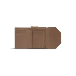 Portafoglio Compatto Envelope Con Patta  da Donna in Marrone Chiaro