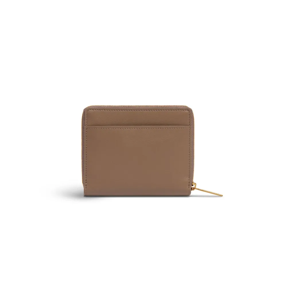 Portafoglio Compatto Envelope Con Patta da Donna in Marrone Chiaro