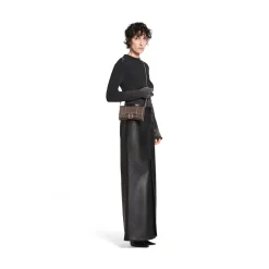 Portafoglio Con Catena Hourglass Metallizzato Con Lavorazione Coccodrillo da Donna in Bronzo