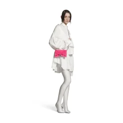Portafoglio Con Catena Hourglass In Jersey Di Velluto da Donna in Rosa Acceso