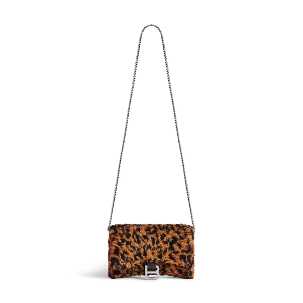 Portafoglio Con Catena Hourglass Con Stampa Leopardata da Donna in Beige
