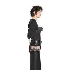 Portafoglio Con Catena Hourglass Metallizzato Con Lavorazione Coccodrillo  da Donna in Bronzo