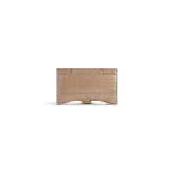 Portafoglio Con Catena Hourglass Con Lavorazione Coccodrillo da Donna in Marrone