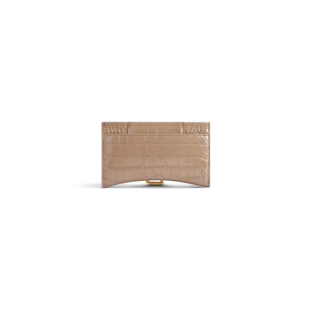 Portafoglio Con Catena Hourglass Con Lavorazione Coccodrillo da Donna in Marrone