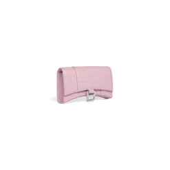Portafoglio Con Catena Hourglass Con Lavorazione Coccodrillo da Donna in Rosa
