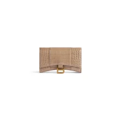 Portafoglio Con Catena Hourglass Con Lavorazione Coccodrillo da Donna in Marrone