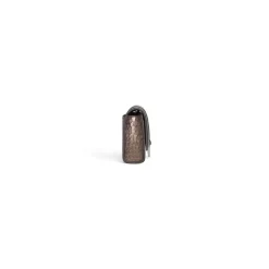 Portafoglio Con Catena Hourglass Metallizzato Con Lavorazione Coccodrillo  da Donna in Bronzo