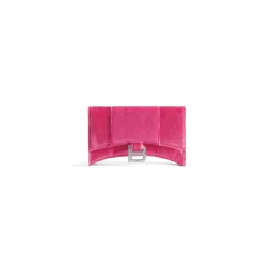 Portafoglio Con Catena Hourglass In Jersey Di Velluto da Donna in Rosa Acceso