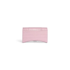 Portafoglio Con Catena Hourglass Con Lavorazione Coccodrillo da Donna in Rosa