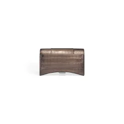 Portafoglio Con Catena Hourglass Metallizzato Con Lavorazione Coccodrillo  da Donna in Bronzo