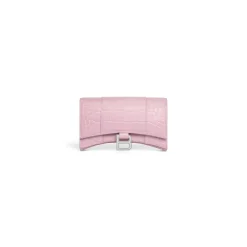 Portafoglio Con Catena Hourglass Con Lavorazione Coccodrillo da Donna in Rosa
