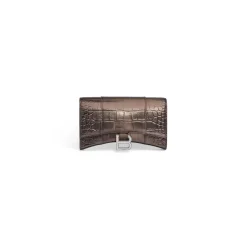Portafoglio Con Catena Hourglass Metallizzato Con Lavorazione Coccodrillo  da Donna in Bronzo