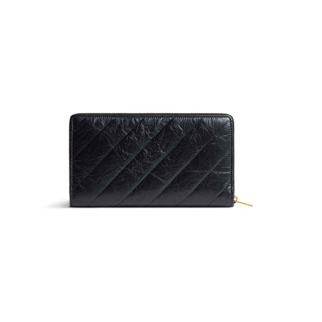 Portafoglio Continental Crush Trapuntato da Donna in Nero