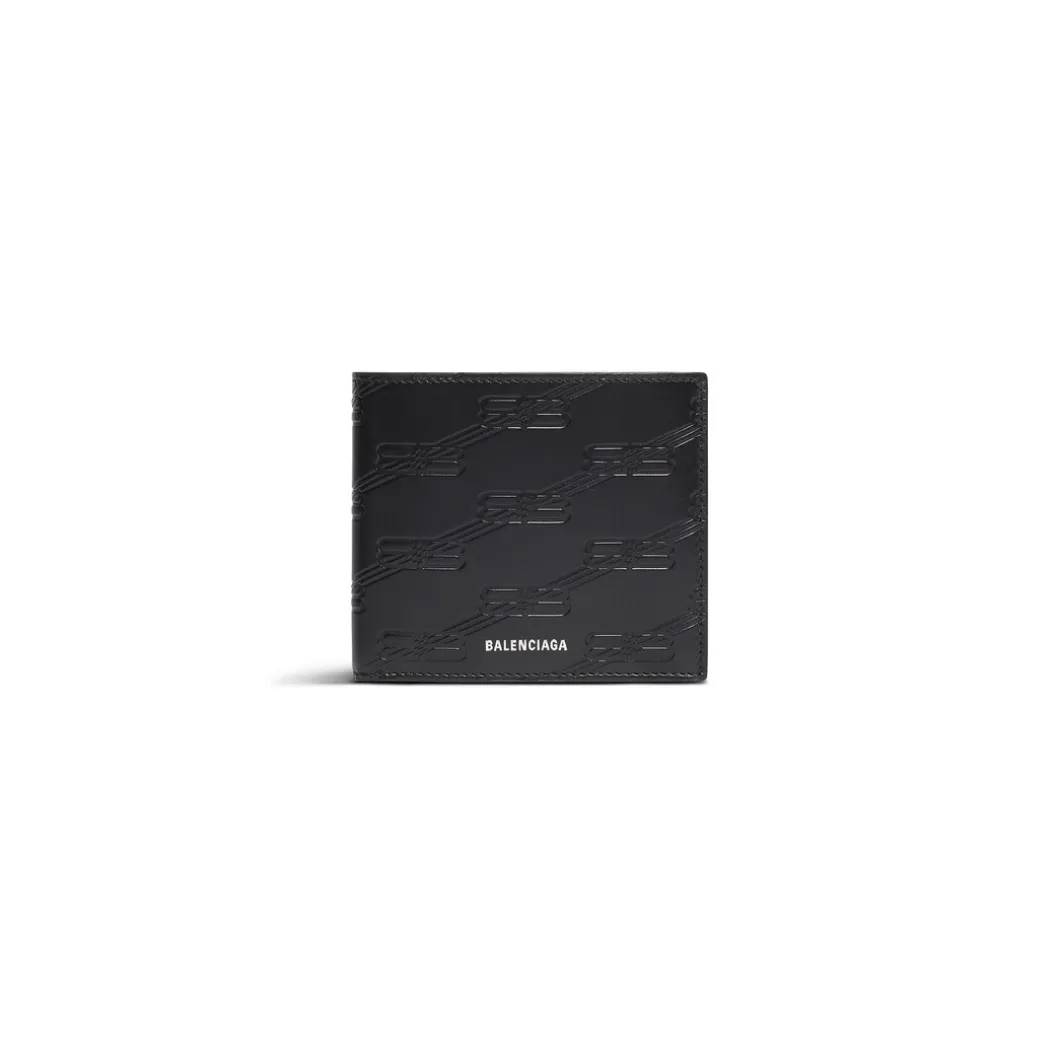 Portafoglio Embossed Monogram Squadrato Ripiegato In Pelle Box da Uomo in Nero